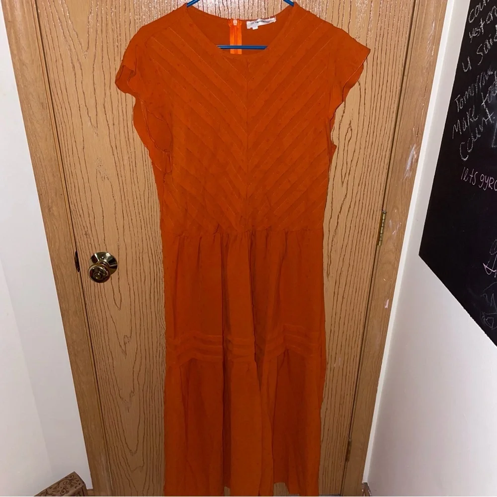 Amazon Orange Flutter Sleeve Maxi Dress - New - Picture 1 of 7